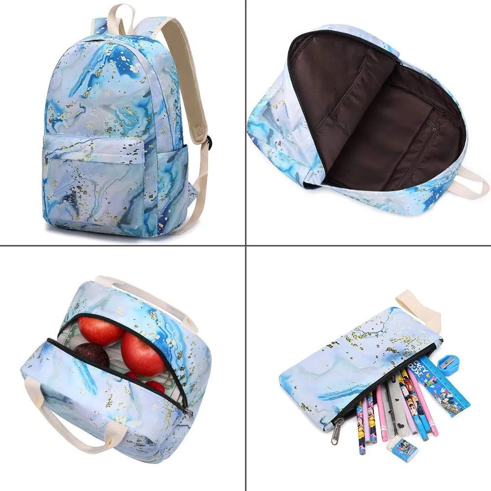 Bluboon Teen Girls School Backpack Kids Bookbag Set with Lunch Box Pencil Case Travel Laptop Backpack Casual Daypacks