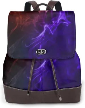 Blue and Red Artistic Smoke Women's casual leather backpack