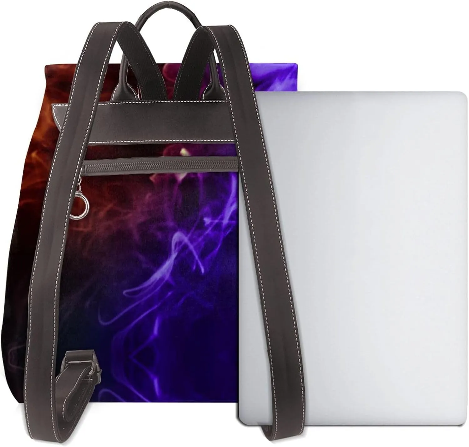 Blue and Red Artistic Smoke Women's casual leather backpack