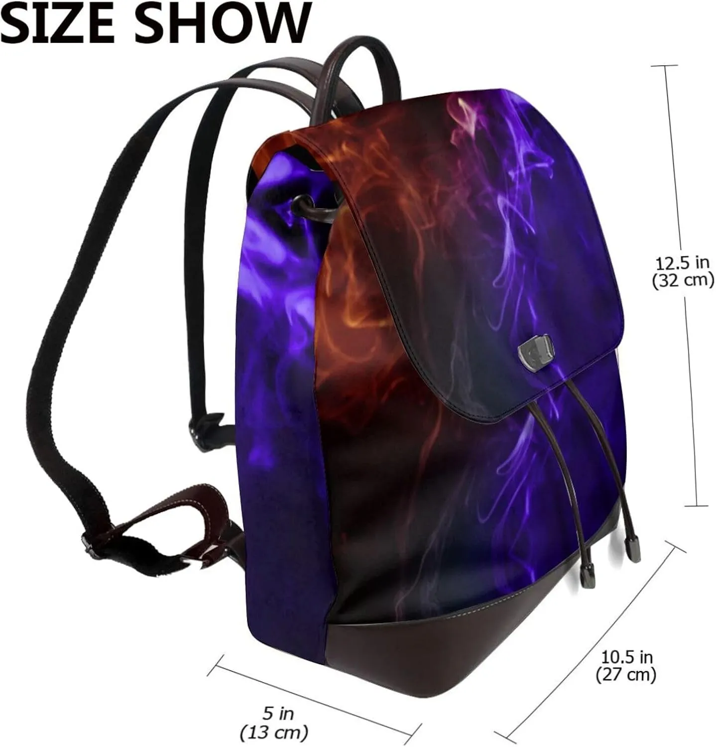 Blue and Red Artistic Smoke Women's casual leather backpack