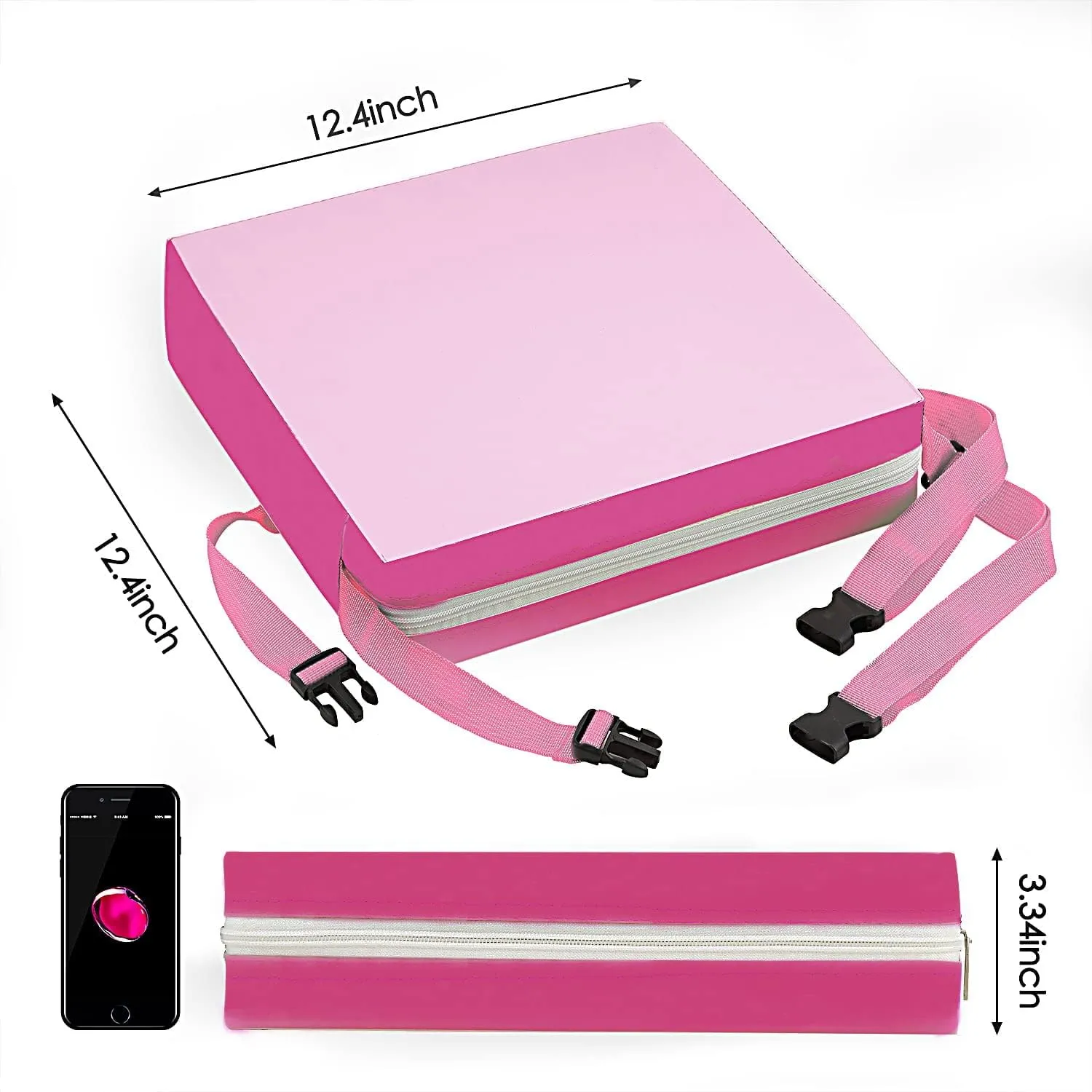 Booster Seat for Kitchen Chair - PU Waterproof Toddler Booster for Dining Table, Portable Travel Increasing Cushion for Kid (Pink)