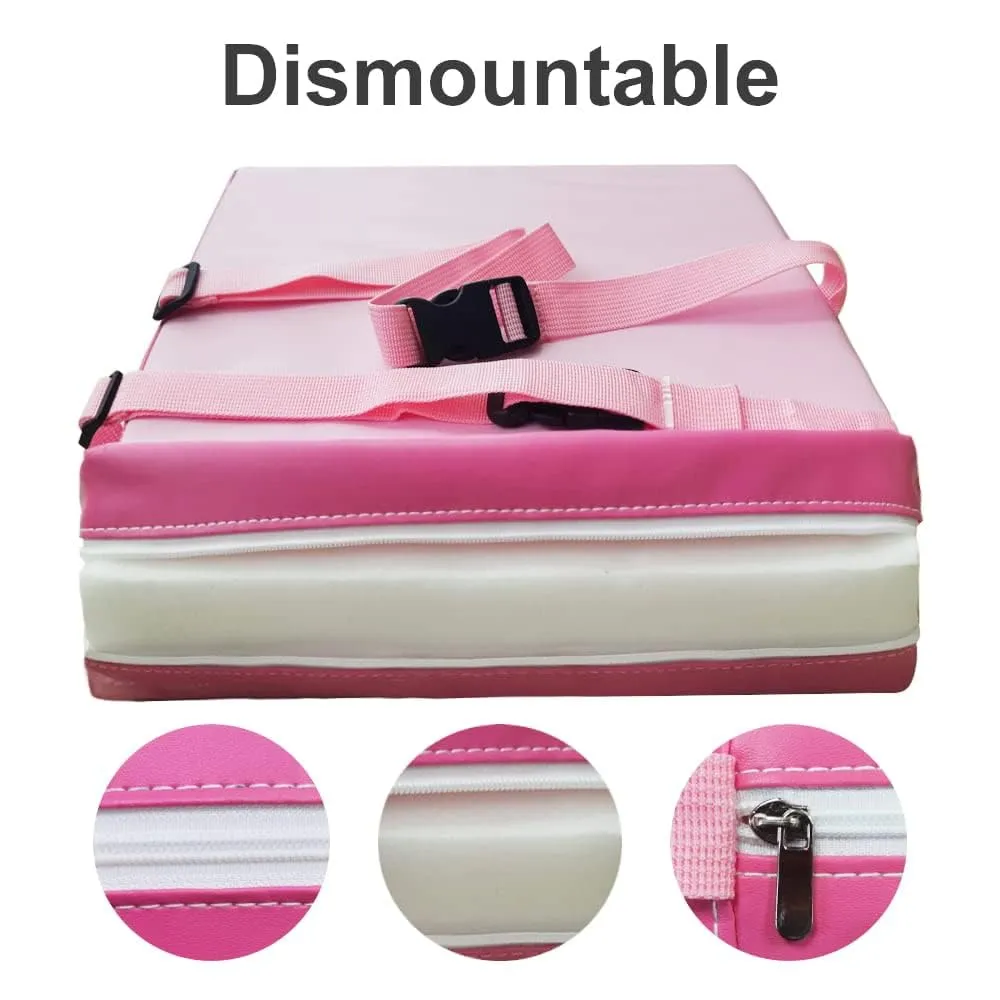 Booster Seat for Kitchen Chair - PU Waterproof Toddler Booster for Dining Table, Portable Travel Increasing Cushion for Kid (Pink)