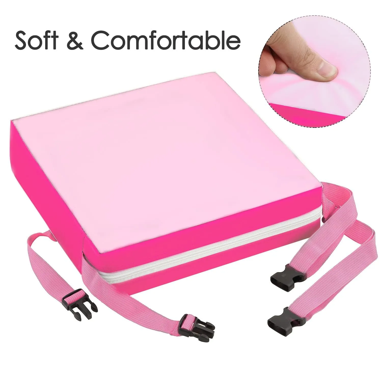 Booster Seat for Kitchen Chair - PU Waterproof Toddler Booster for Dining Table, Portable Travel Increasing Cushion for Kid (Pink)