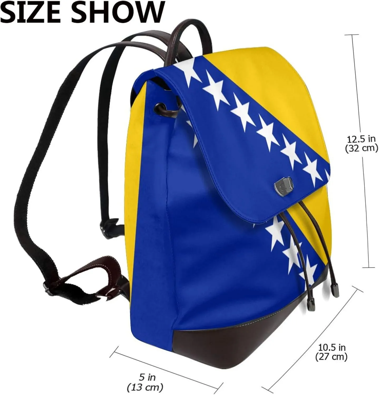 Bosnian Flag Women's casual leather backpack