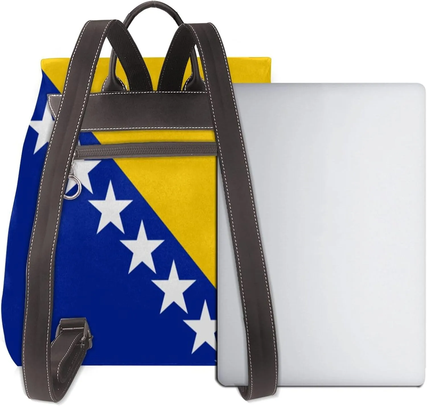 Bosnian Flag Women's casual leather backpack