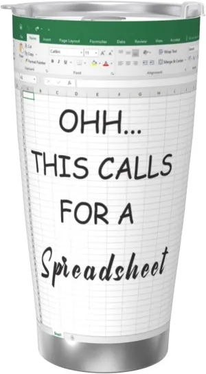 Boss Gifts Spreadsheet Tumbler, Accountant Gifts 20 OZ Travel Coffee Mug for Men Women Manager Coworker