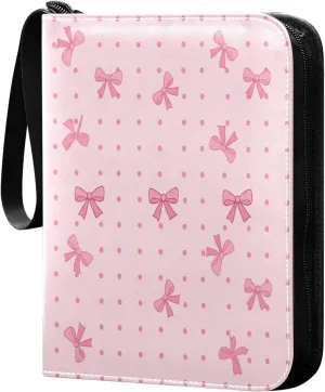Bows Card Binder 4 Pockets, 400 Pockets Trading Card Binder Removable Card Albums Card Holder for Games, Sports, Football, Baseball Cards