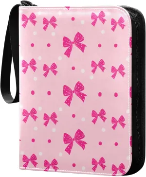 Bows Card Binder 4 Pockets, 400 Pockets Trading Card Binder Removable Card Albums Card Holder for Games, Sports, Football, Baseball Cards