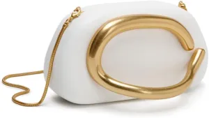 Box Clutch Purses For Women Shell Shape PU Leather Evening Handbag Gold Metal Handle Clutch Bag With Chain