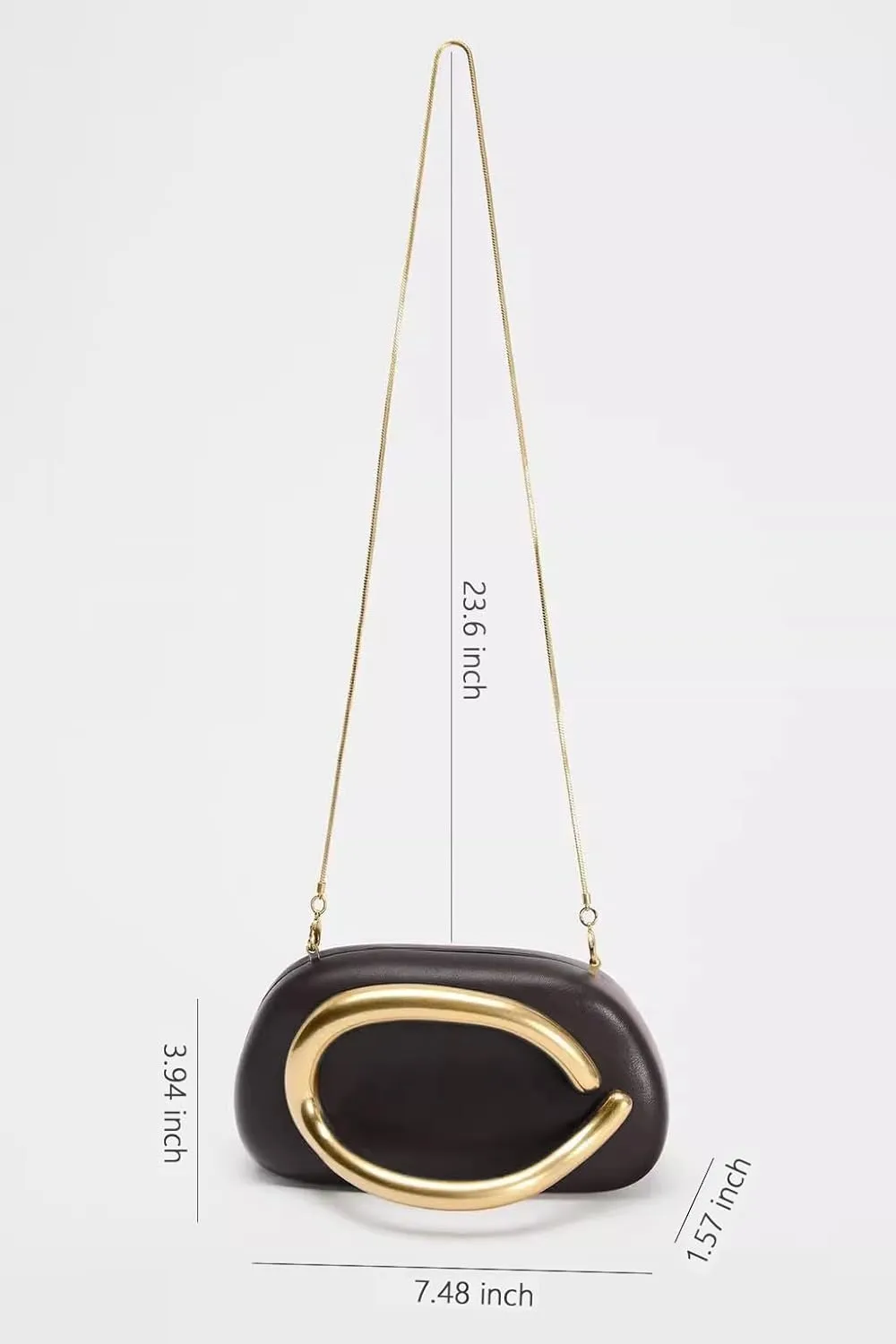 Box Clutch Purses For Women Shell Shape PU Leather Evening Handbag Gold Metal Handle Clutch Bag With Chain
