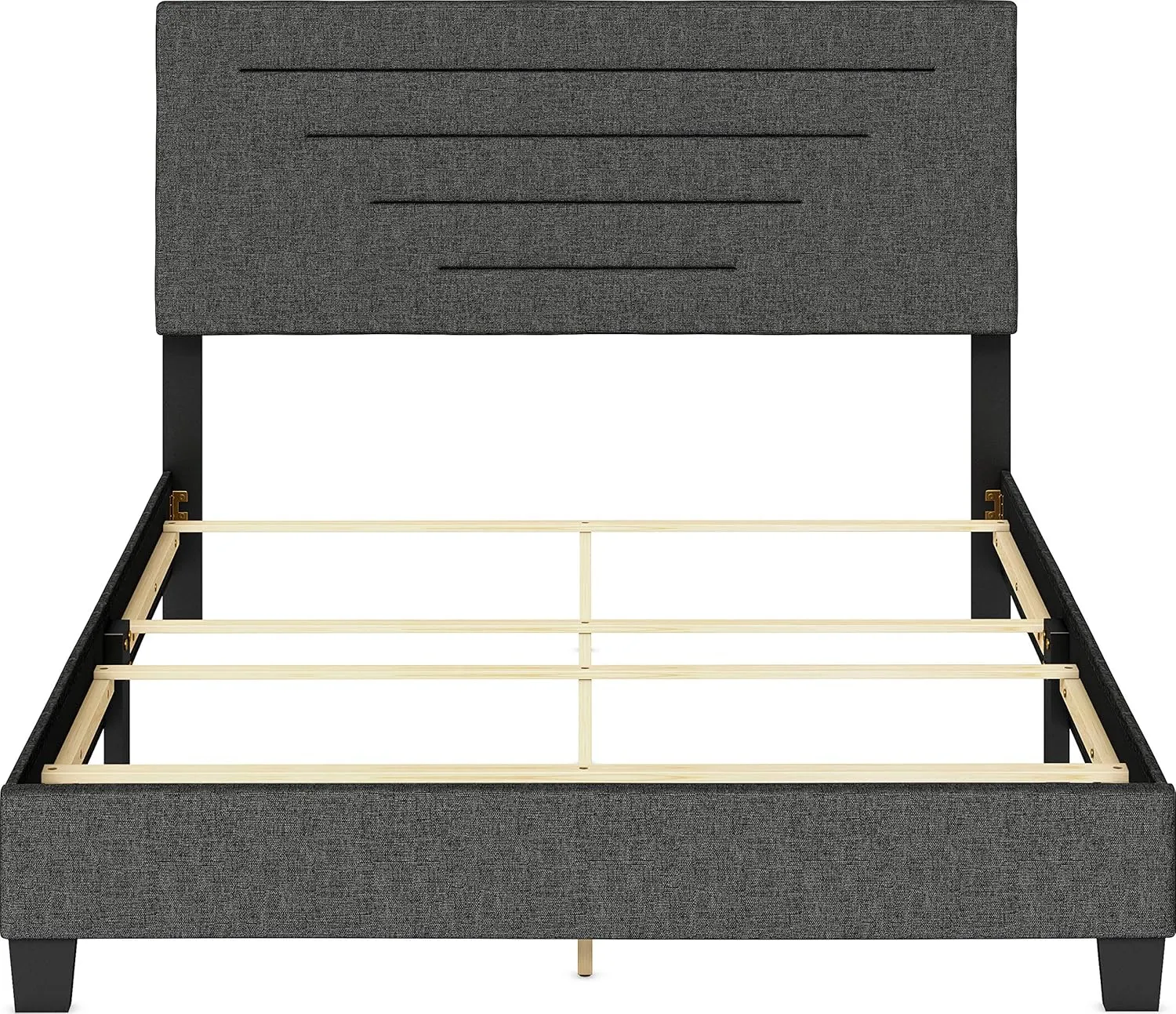 Boyd Sleep Cordoba Upholstered Platform Bed with Headboard and Durable Mattress Foundation with Strong Wood Slat Supports, Box Spring Required: Queen, Charcoal