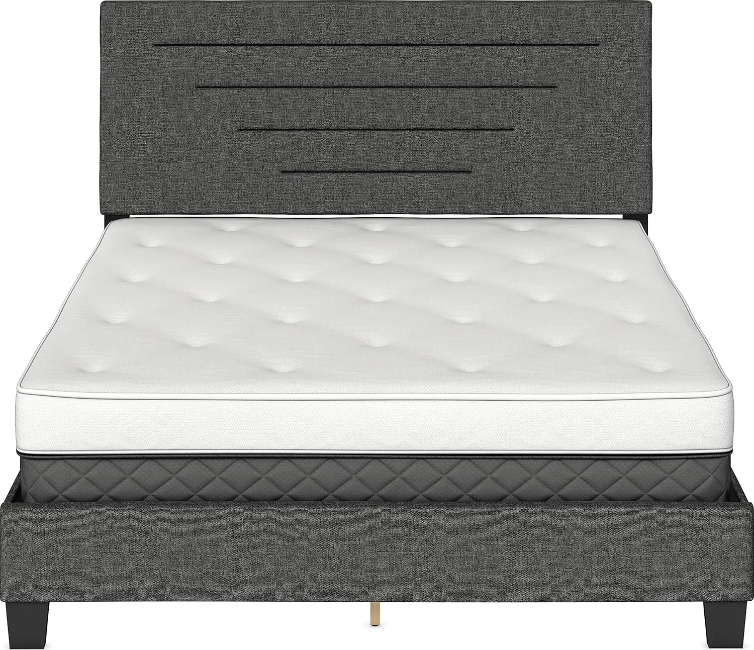 Boyd Sleep Cordoba Upholstered Platform Bed with Headboard and Durable Mattress Foundation with Strong Wood Slat Supports, Box Spring Required: Queen, Charcoal