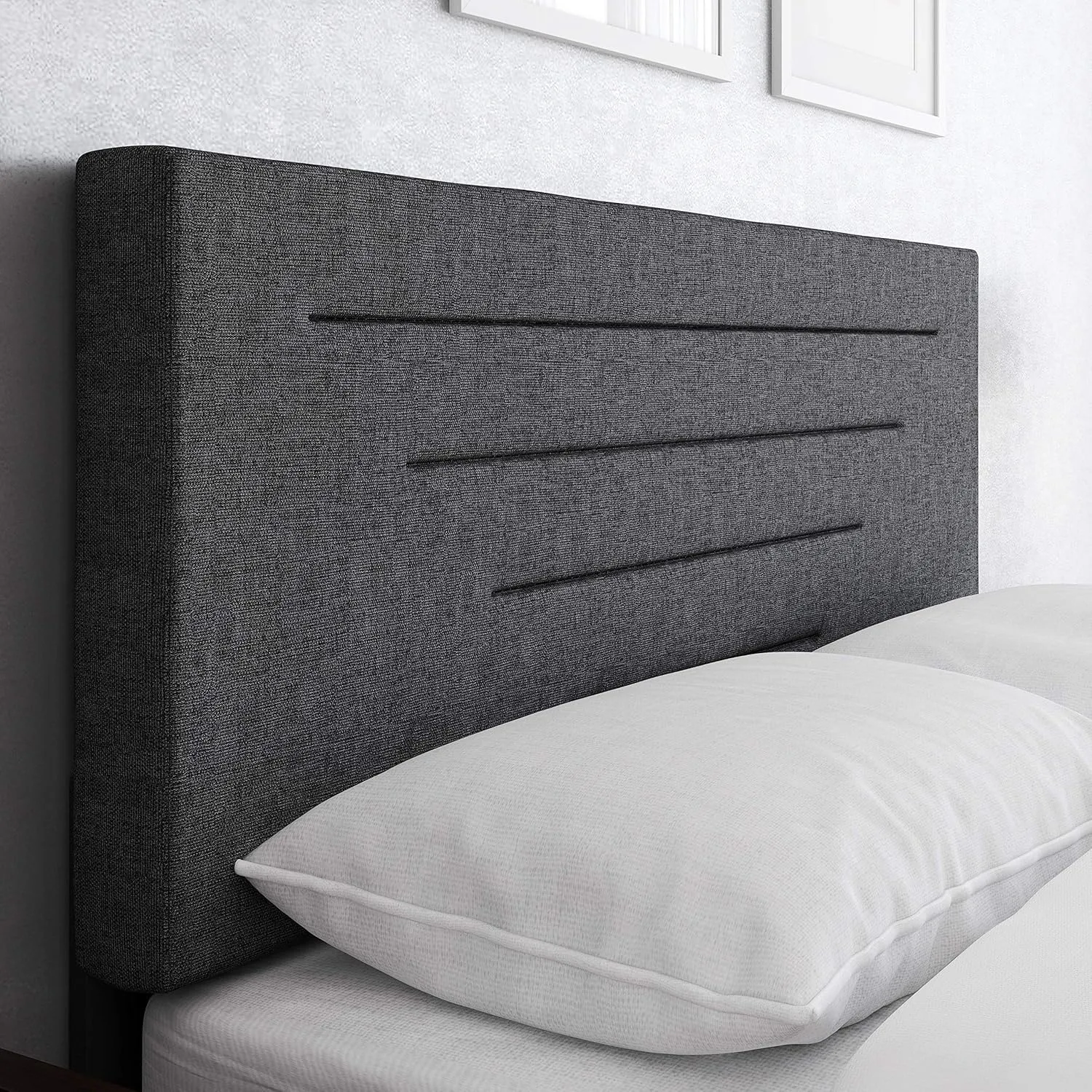 Boyd Sleep Cordoba Upholstered Platform Bed with Headboard and Durable Mattress Foundation with Strong Wood Slat Supports, Box Spring Required: Queen, Charcoal