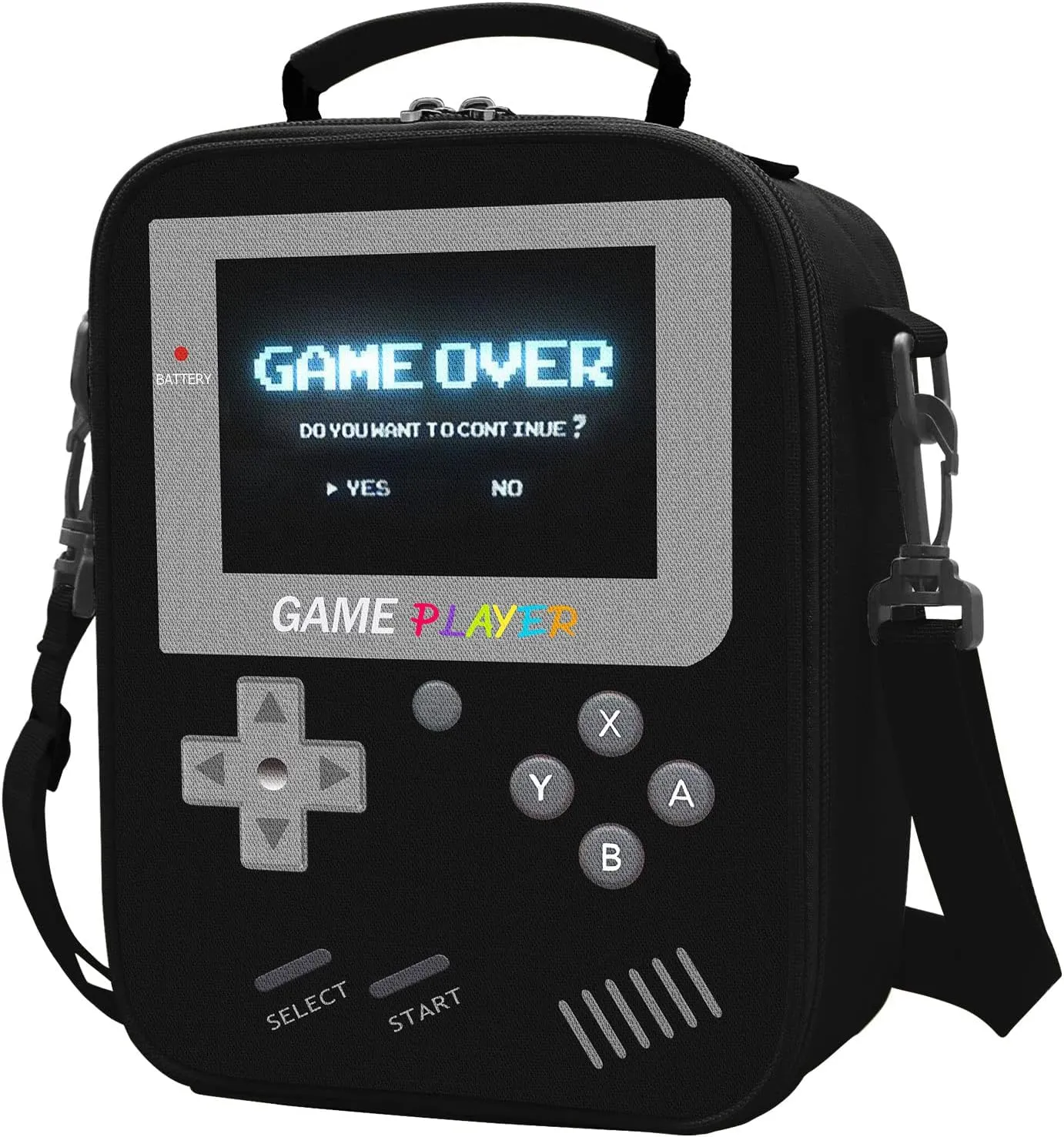 Boys Lunch Box for School, Gamer Kids Lunch Bag for Boys Girls, Insulated Video Game Lunchbox Waterproof Leakproof with Adjustable Shoulder Strap
