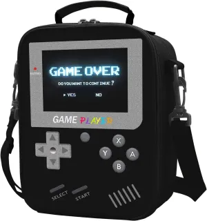 Boys Lunch Box for School, Gamer Kids Lunch Bag for Boys Girls, Insulated Video Game Lunchbox Waterproof Leakproof with Adjustable Shoulder Strap