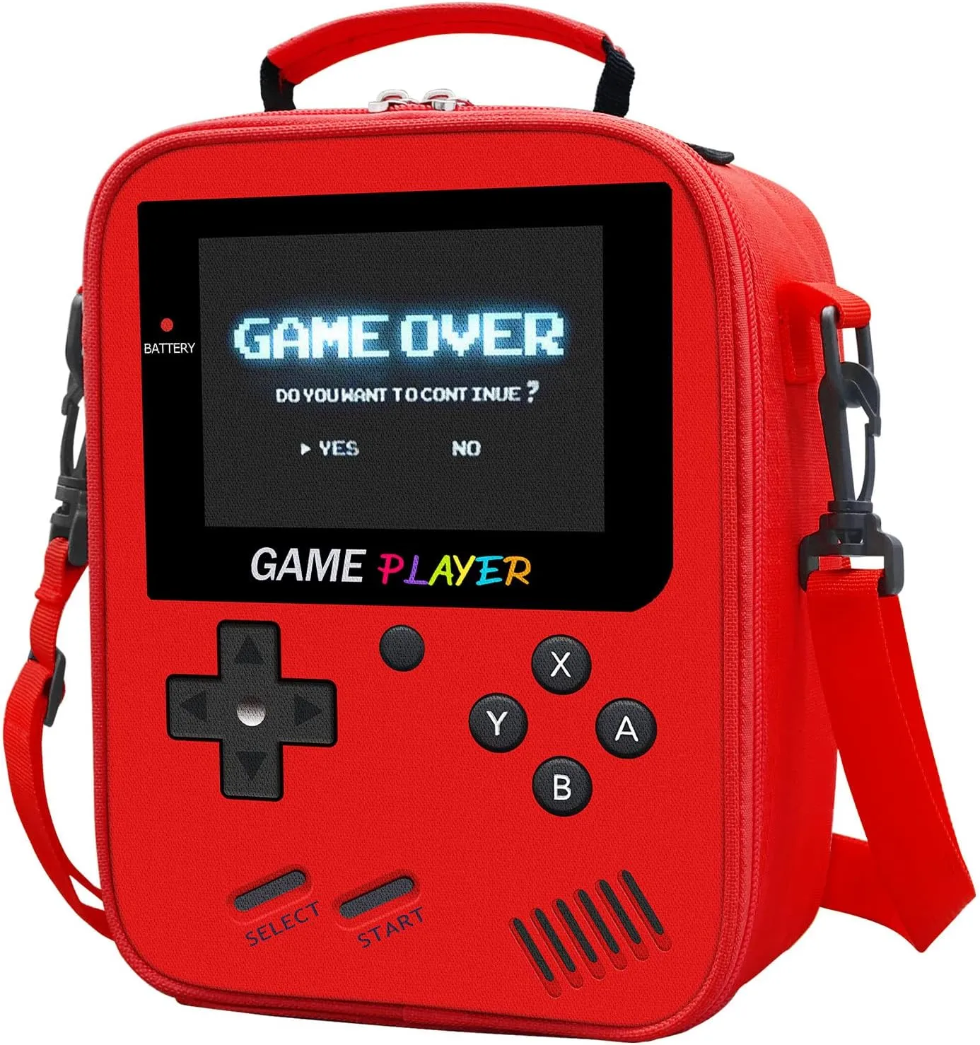 Boys Lunch Box for School, Gamer Kids Lunch Bag for Boys Girls, Insulated Video Game Lunchbox Waterproof Leakproof with Adjustable Shoulder Strap