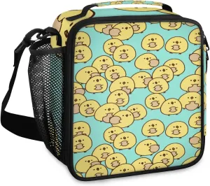 Budxapjw Cartoon Chick Insulated Lunch Bag with Shoulder Strap Cute Chick Reusable Cooler Square Tote Lunch Bag for Women Men Office Work Travel Picnic Camping
