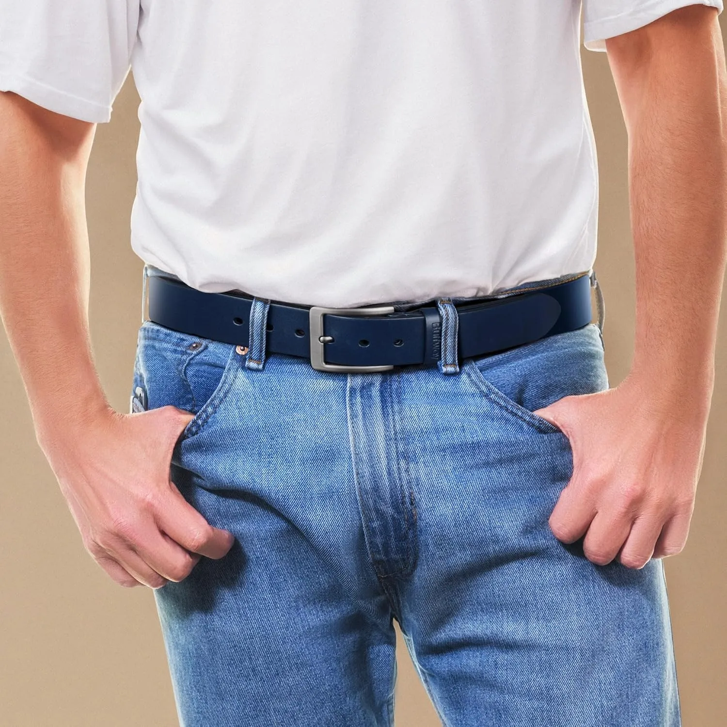 Buffway Leather Belt for Men - Durable Full Grain Men's Belt 1.5", Versatile for Daily Use, with Gift Box
