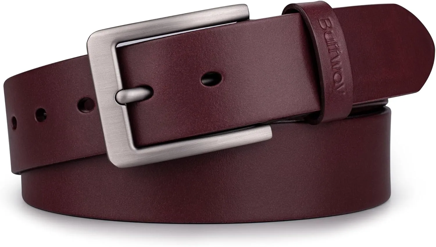 Buffway Leather Belt for Men - Durable Full Grain Men's Belt 1.5", Versatile for Daily Use, with Gift Box