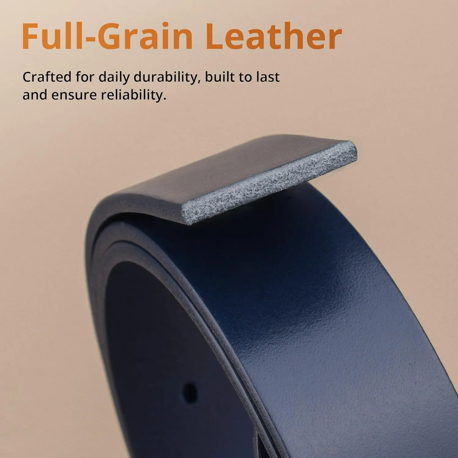 Buffway Leather Belt for Men - Durable Full Grain Men's Belt 1.5", Versatile for Daily Use, with Gift Box