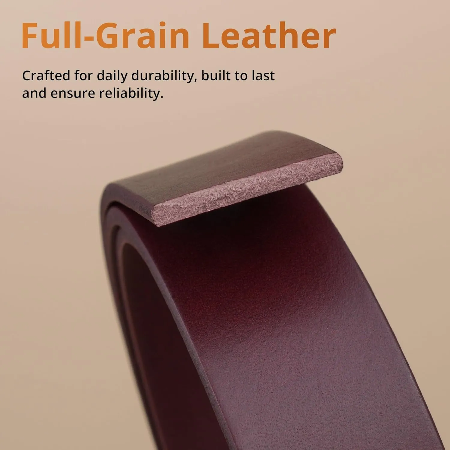 Buffway Leather Belt for Men - Durable Full Grain Men's Belt 1.5", Versatile for Daily Use, with Gift Box