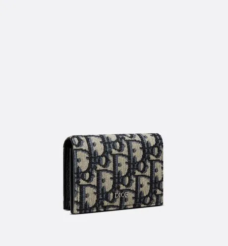 Business Card Holder • Beige and Black Dior Oblique Jacquard
