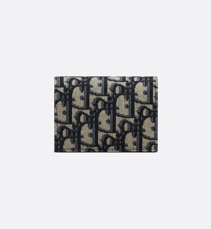 Business Card Holder • Beige and Black Dior Oblique Jacquard