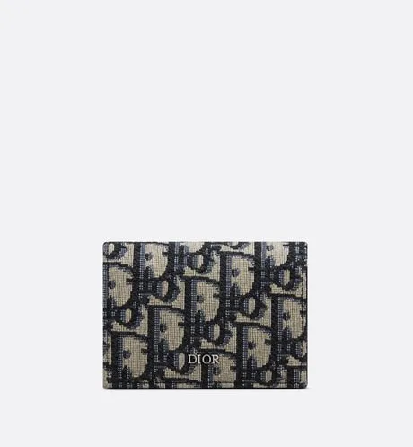 Business Card Holder • Beige and Black Dior Oblique Jacquard
