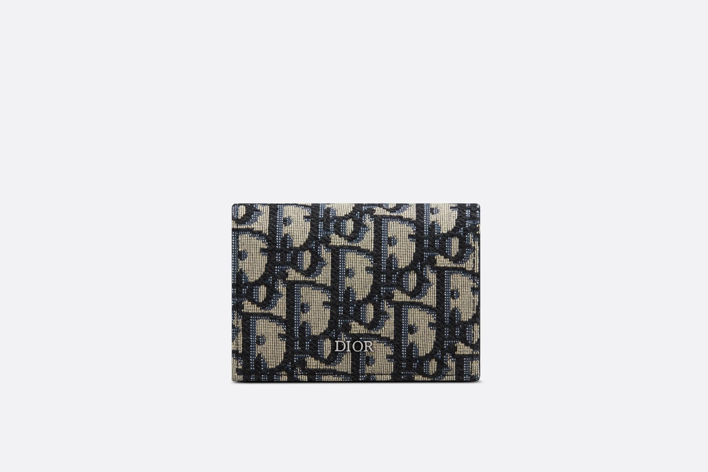 Business Card Holder • Beige and Black Dior Oblique Jacquard