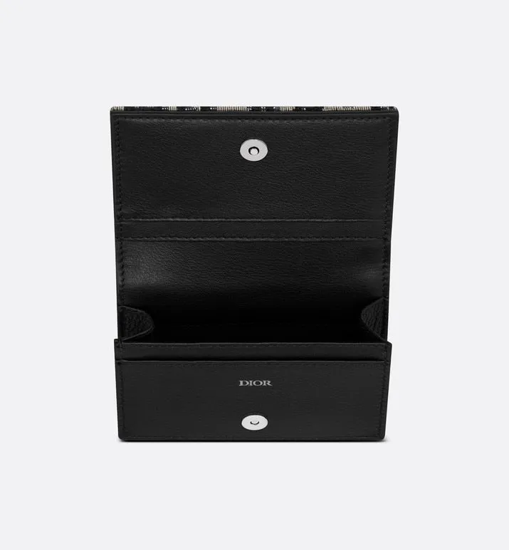 Business Card Holder • Beige and Black Dior Oblique Jacquard