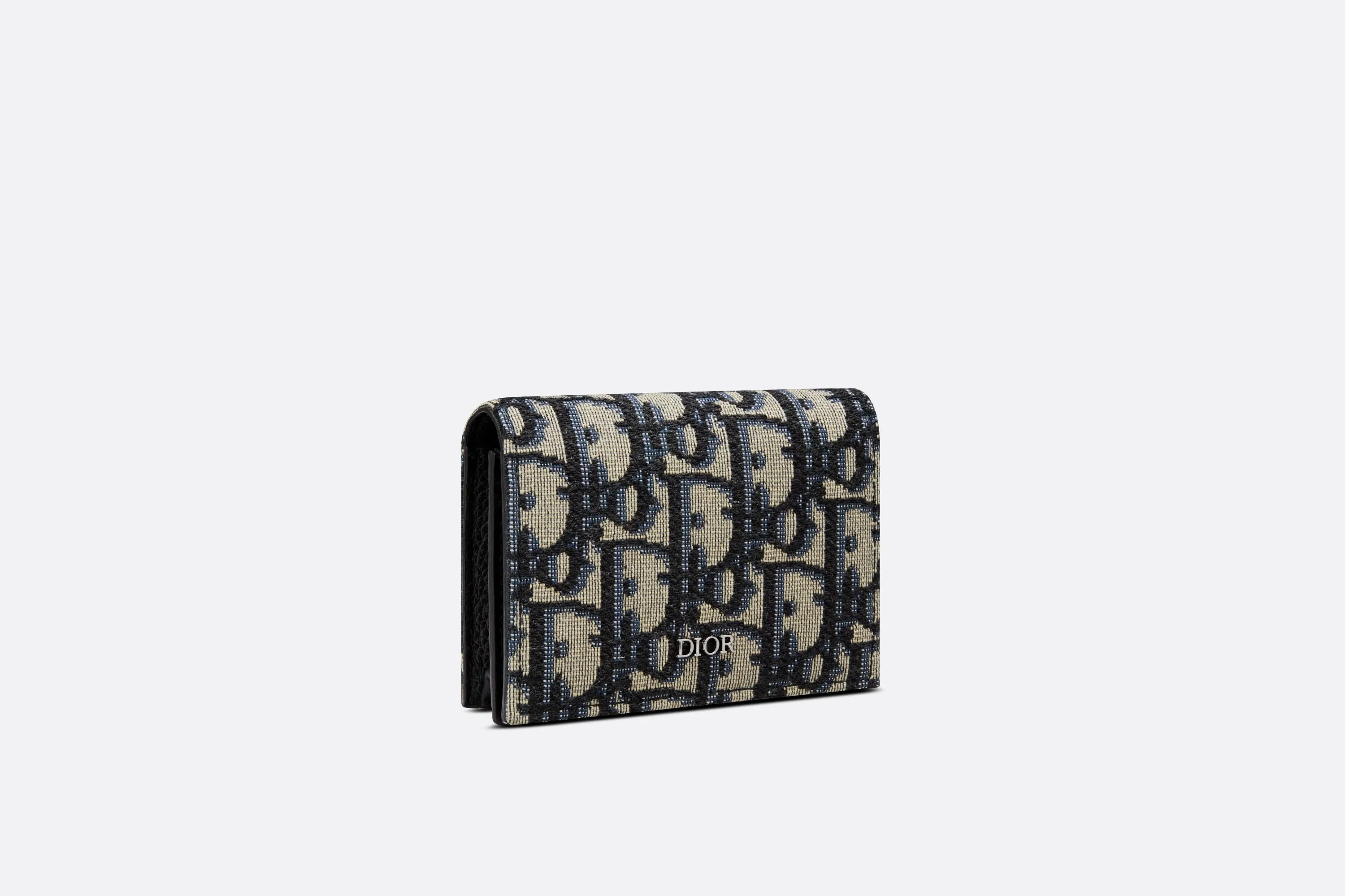 Business Card Holder • Beige and Black Dior Oblique Jacquard
