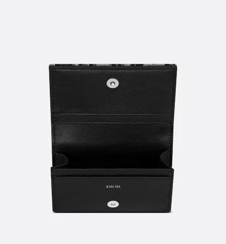 Business Card Holder • Beige and Black Dior Oblique Jacquard