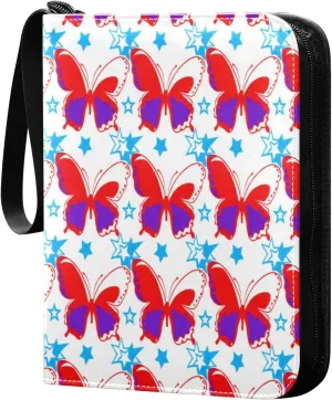 Butterflies Card Binder 4 Pockets, 400 Pockets Trading Card Binder Removable Card Albums Card Holder for Games, Sports, Football, Baseball Cards
