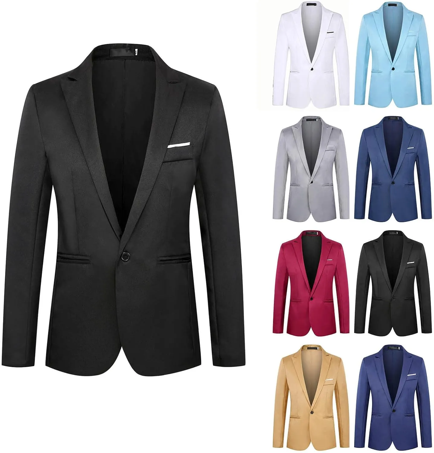 Cambkatl Men's Classic Business Blazers, Slim Fit One Button Formal Tuxedo Suit Jackets for Dinner Party Weeding