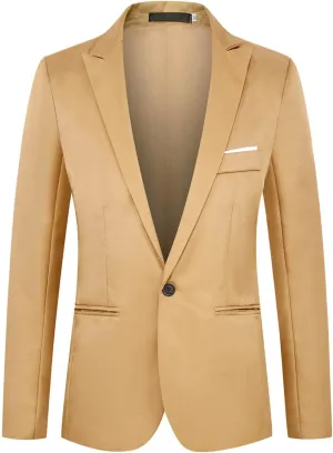 Cambkatl Men's Classic Business Blazers, Slim Fit One Button Formal Tuxedo Suit Jackets for Dinner Party Weeding
