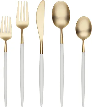 Cambridge 306320Ckg12Ds Mazzy Gold With White-Handle 20-Piece Flatware Set
