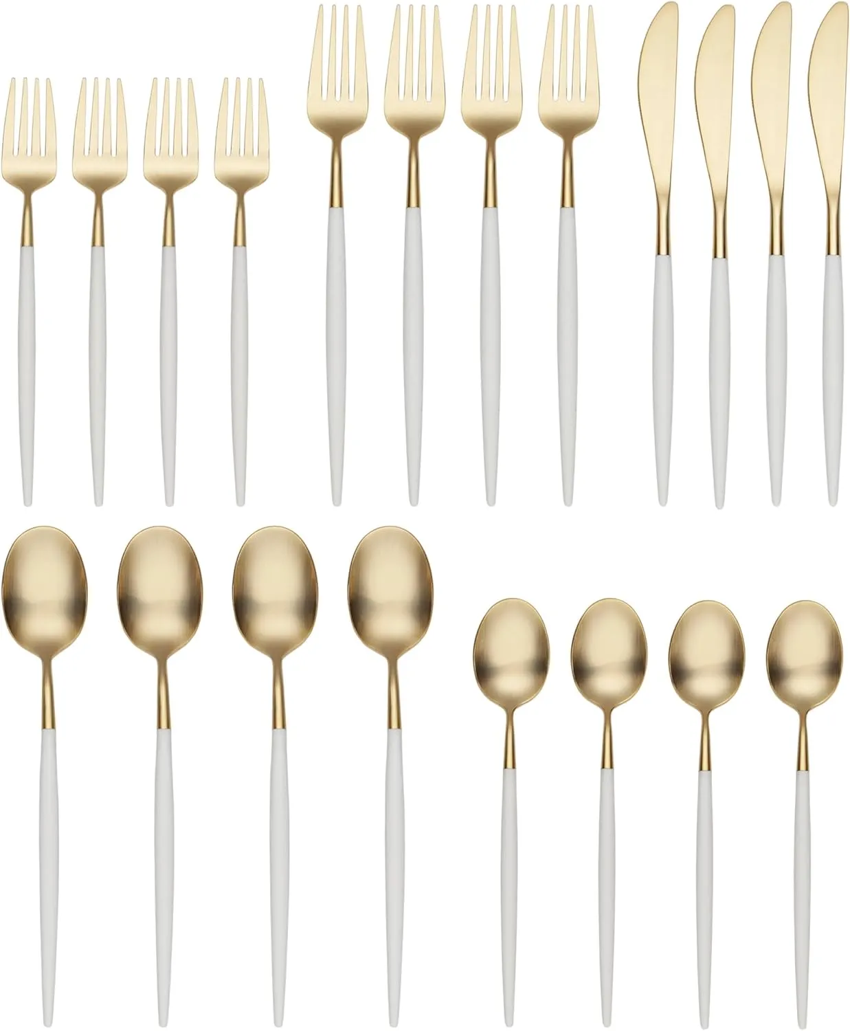 Cambridge 306320Ckg12Ds Mazzy Gold With White-Handle 20-Piece Flatware Set