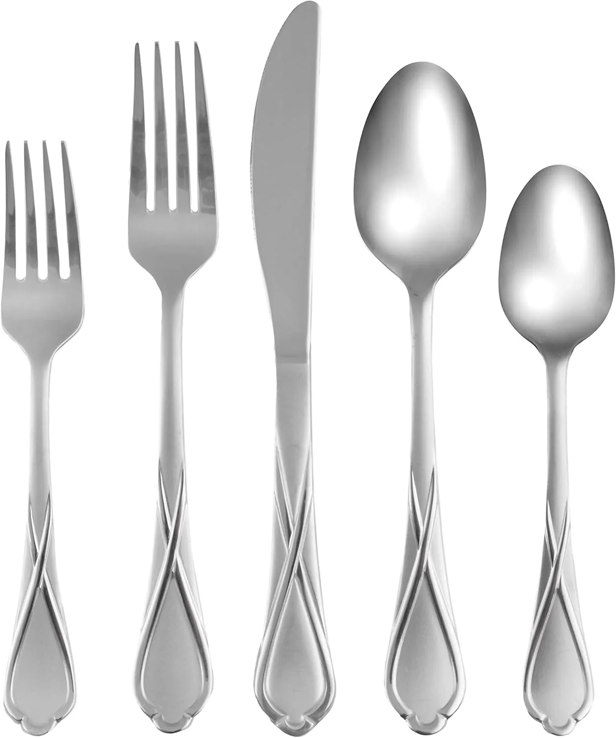 Cambridge Silversmiths Heather Sand 20-Piece Flatware Silverware Set, Stainless Steel, Service for 4, Includes Forks/Spoons/Knives