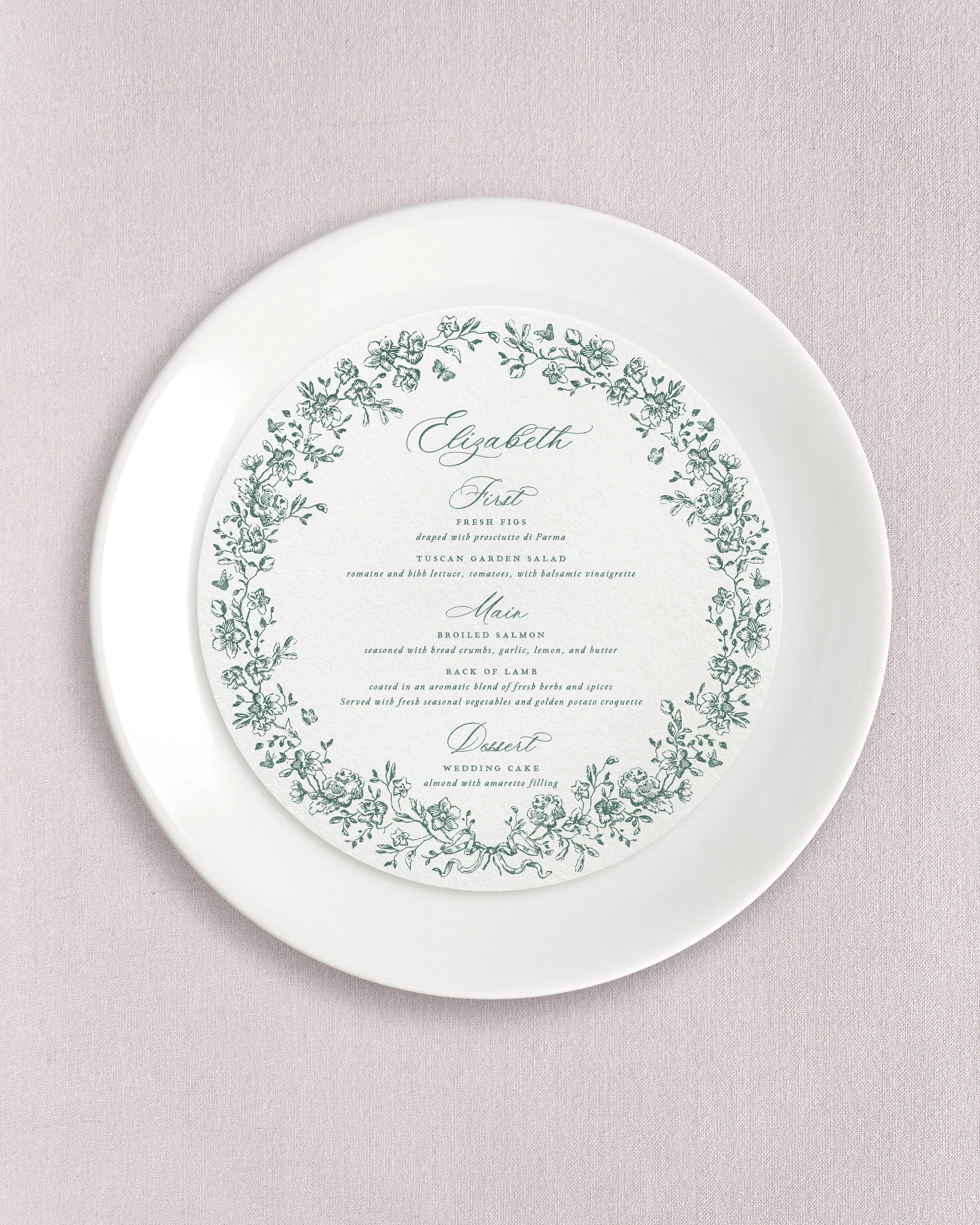 Camille Round Dinner Menus