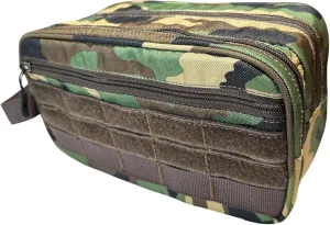 Camo Travel Toiletry Bag - 1000D Polyester Organizer Bag - Multiple Storage Compartments, Front & Back Molle Webbings - Rectangular Shape Upgraded Design - Ideal for Travel, Camping & Tools Storage