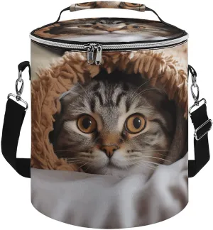 Camping Cooler Bag, Cat Under Blanket Print Portable Ice Pack Outdoor Cooler Bag Picnic Cooler Bag Foldable Cooler Bag, style
