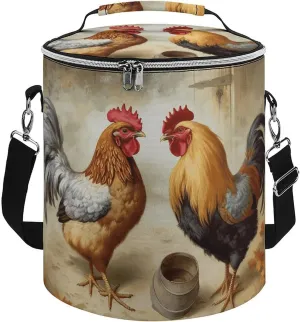 Camping Cooler Bag, Chicken and Rooster Print Print Portable Ice Pack Outdoor Cooler Bag Picnic Cooler Bag Foldable Cooler Bag, style
