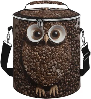 Camping Cooler Bag, Coffee Bean Owl Print Portable Ice Pack Outdoor Cooler Bag Picnic Cooler Bag Foldable Cooler Bag, style