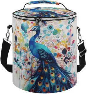 Camping Cooler Bag, Color Peacock Print Portable Ice Pack Outdoor Cooler Bag Picnic Cooler Bag Foldable Cooler Bag, style