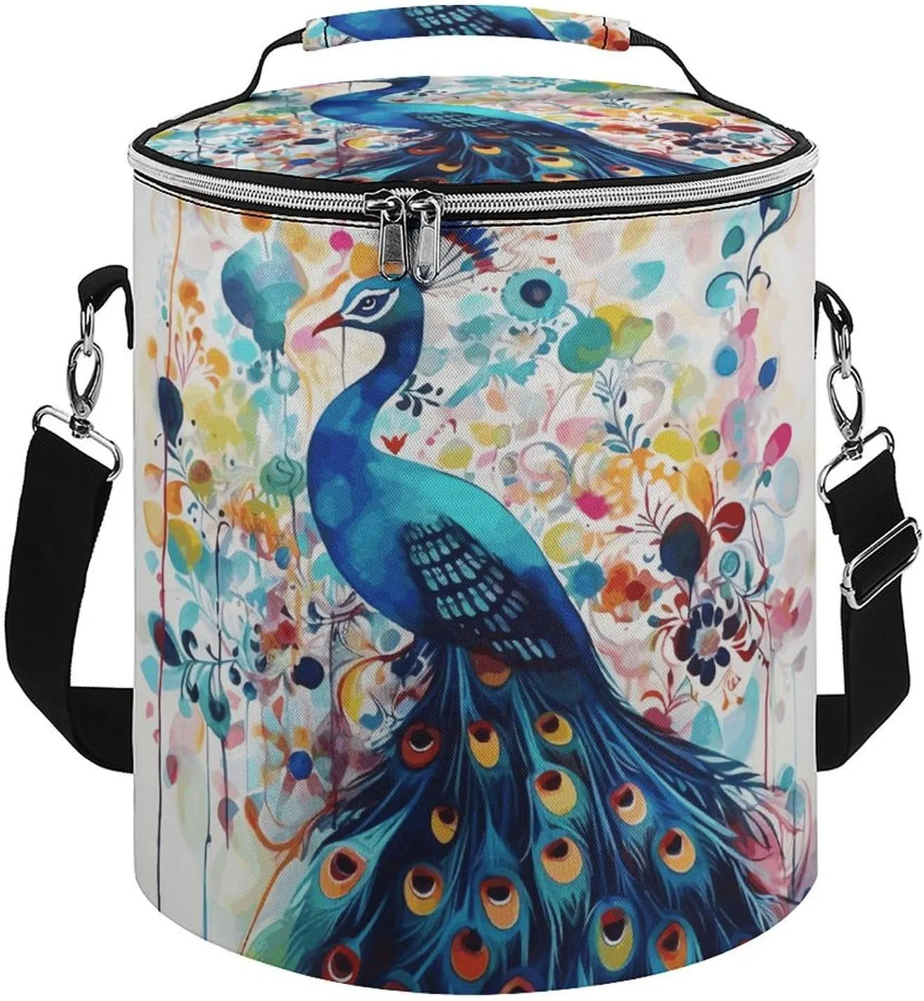 Camping Cooler Bag, Color Peacock Print Portable Ice Pack Outdoor Cooler Bag Picnic Cooler Bag Foldable Cooler Bag, style