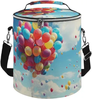 Camping Cooler Bag, Colorful Balloons Blue Sky Print Portable Ice Pack Outdoor Cooler Bag Picnic Cooler Bag Foldable Cooler Bag, style