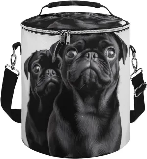 Camping Cooler Bag, Cute Black Pug Dog Print Portable Ice Pack Outdoor Cooler Bag Picnic Cooler Bag Foldable Cooler Bag, style