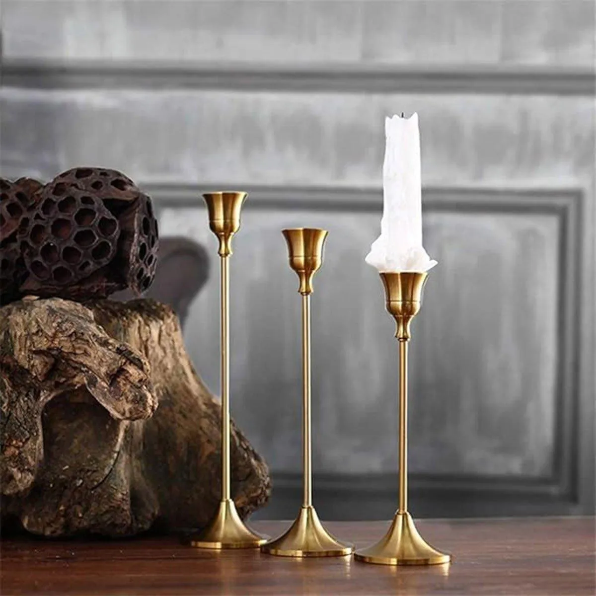 Candlestick Metal Ornaments Candle Holder Base 3PCS