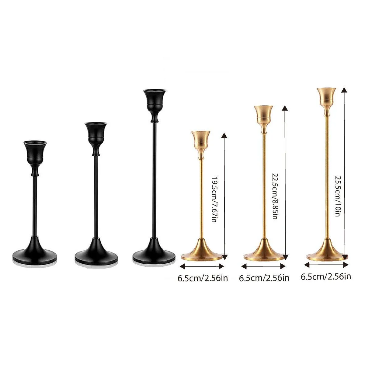 Candlestick Metal Ornaments Candle Holder Base 3PCS