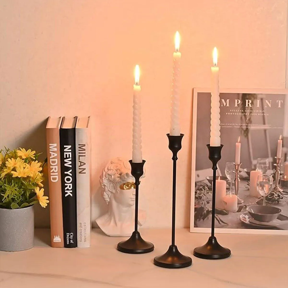 Candlestick Metal Ornaments Candle Holder Base 3PCS